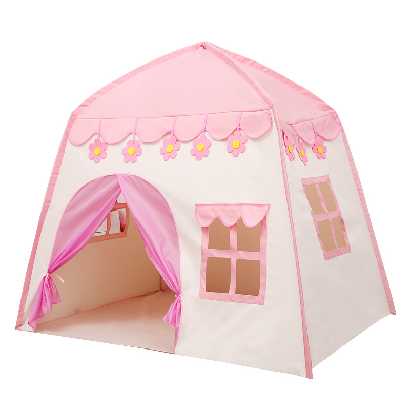 1.3M 휴대용 텐트 Wigwam 접는 텐트 Tipi 놀이 집 큰 여자 핑크 공주 성 방 장식
